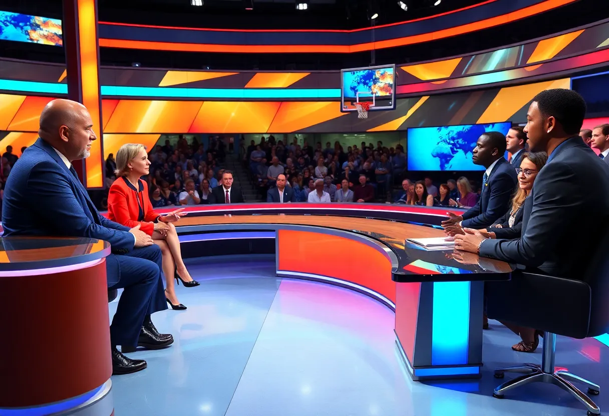 Caitlin Clark participating in a sports broadcast