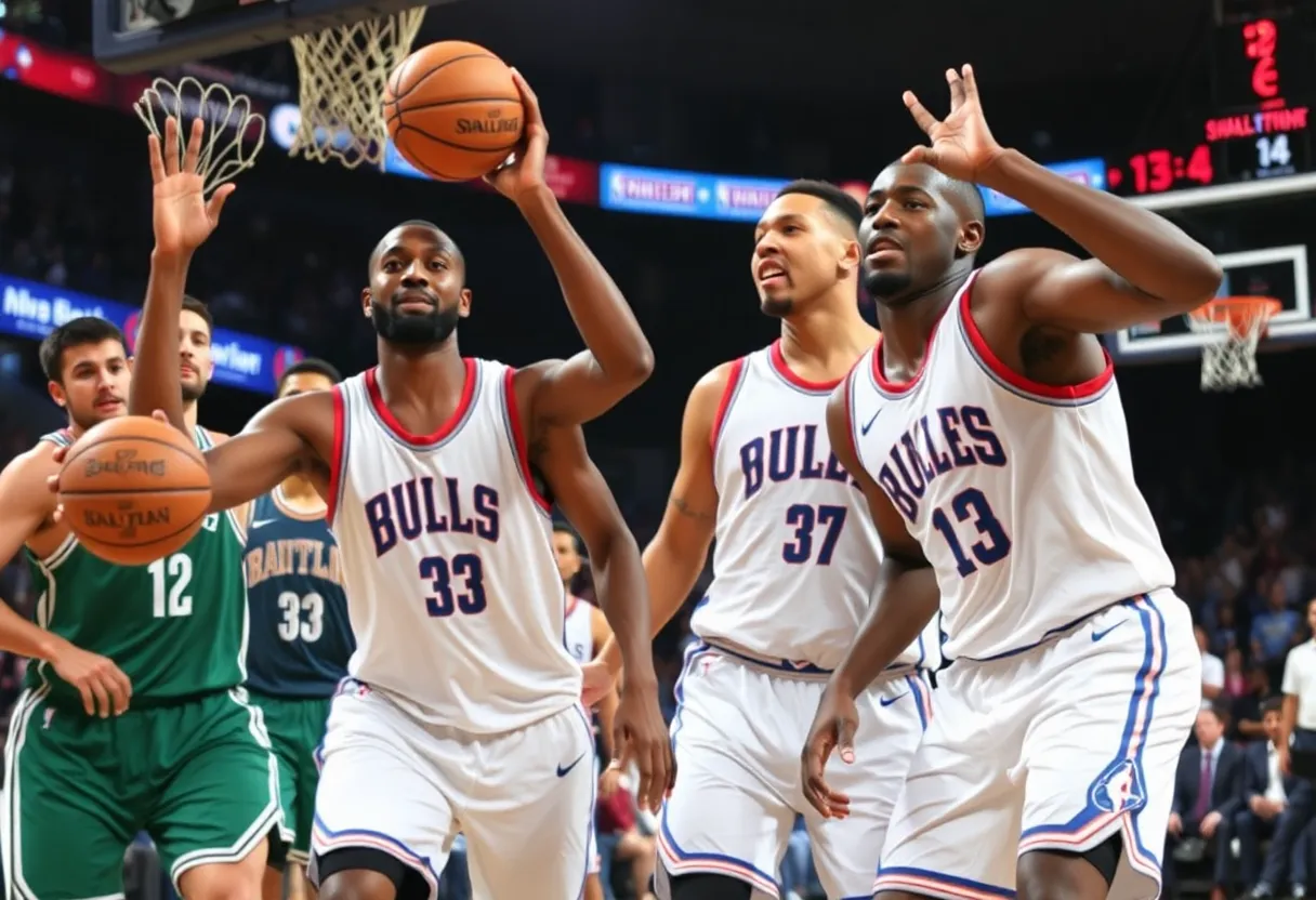 Clippers and Pacers basketball teams in action on the court