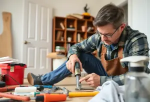Individual performing DIY repairs in an Indianapolis home