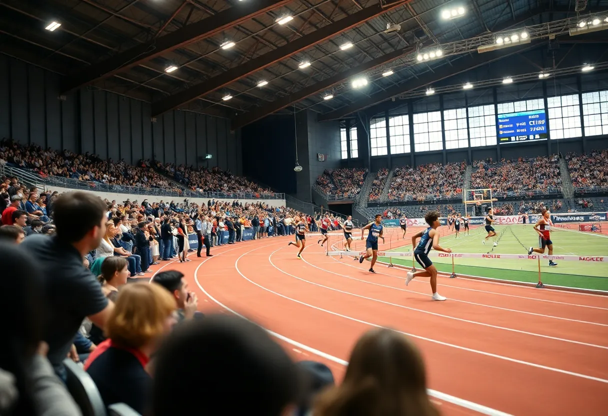 Collegiate athletes competing at the Fairgrounds Invitational