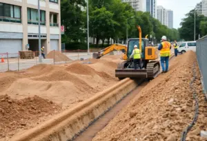 Drainage construction site in Fountain Square, Indianapolis