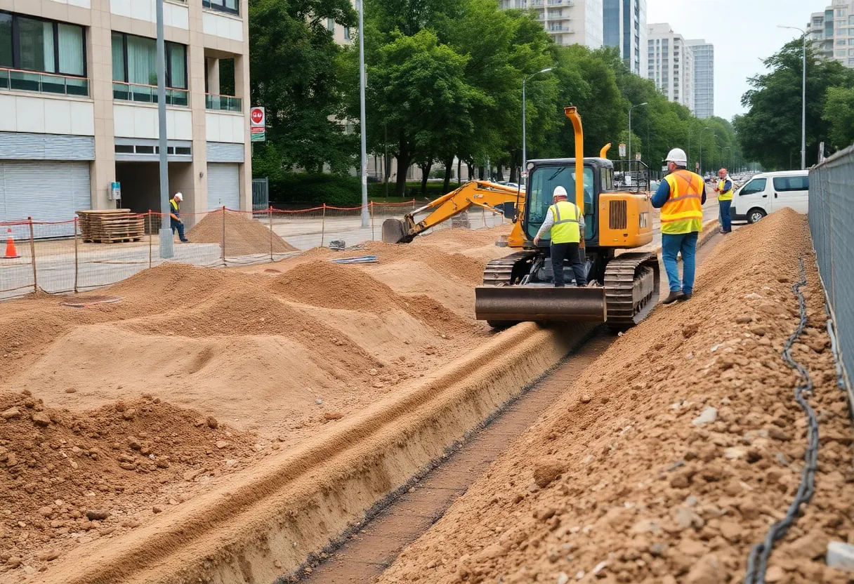 Drainage construction site in Fountain Square, Indianapolis