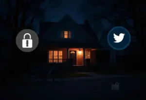 Neighborhood home with security features in response to crime