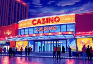 Illustration of a modern casino in Indiana
