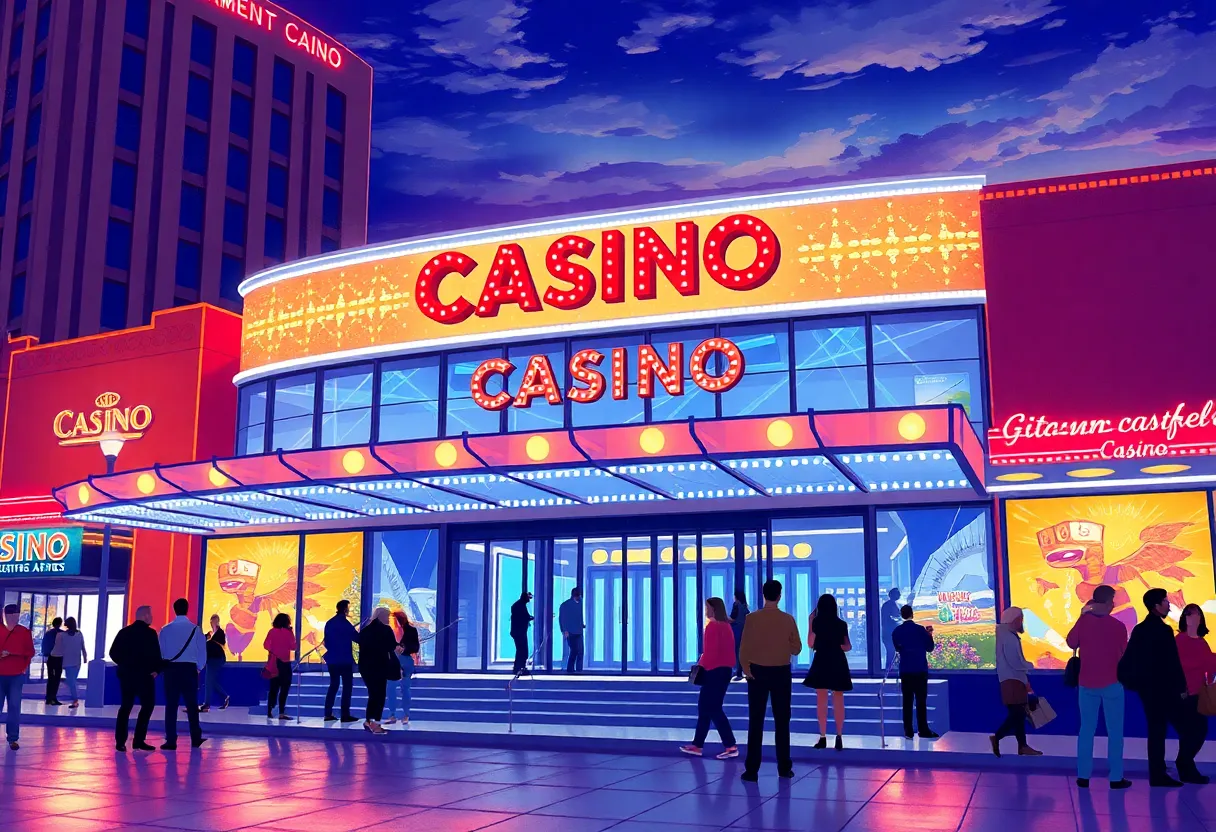Illustration of a modern casino in Indiana