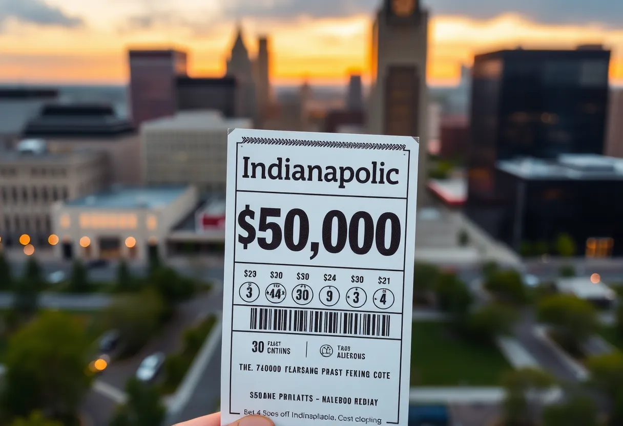 Image of a lottery ticket indicating a $50,000 prize.