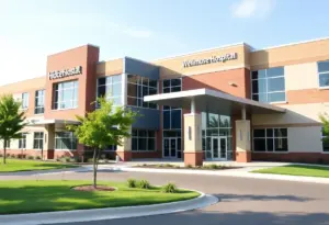 Exterior view of a modern Indiana hospital