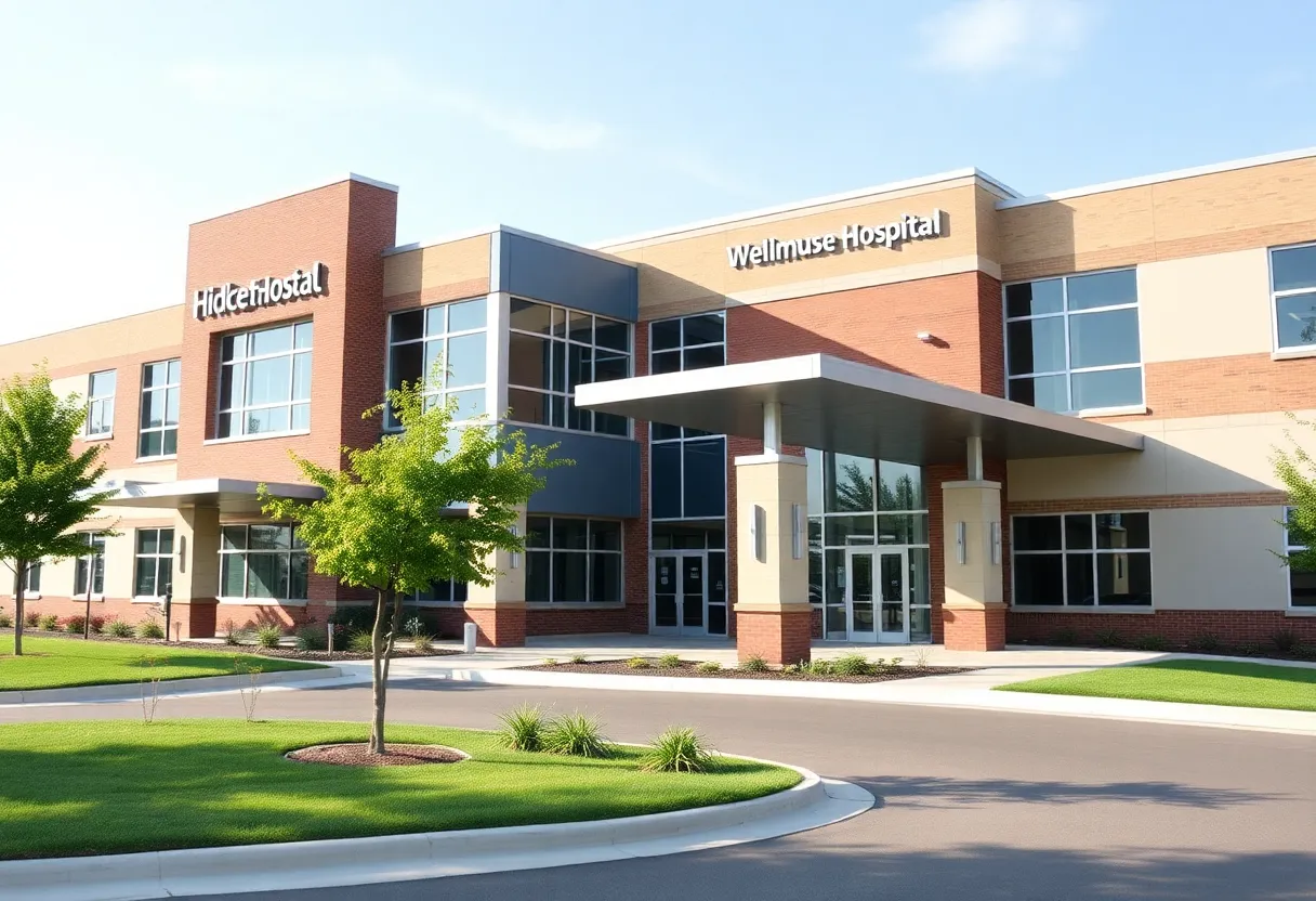 Exterior view of a modern Indiana hospital
