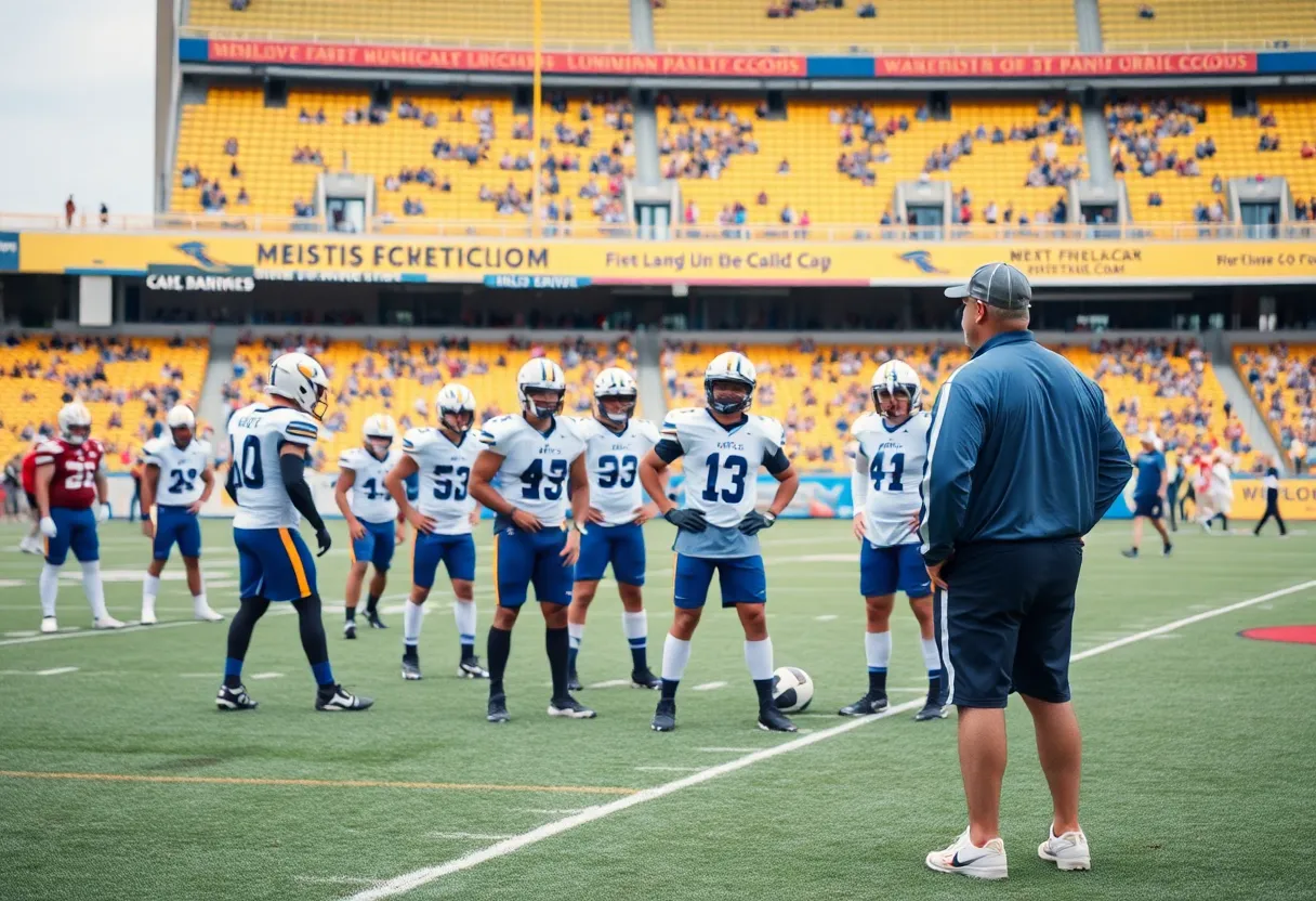 Indianapolis Colts strategizing during training practice.