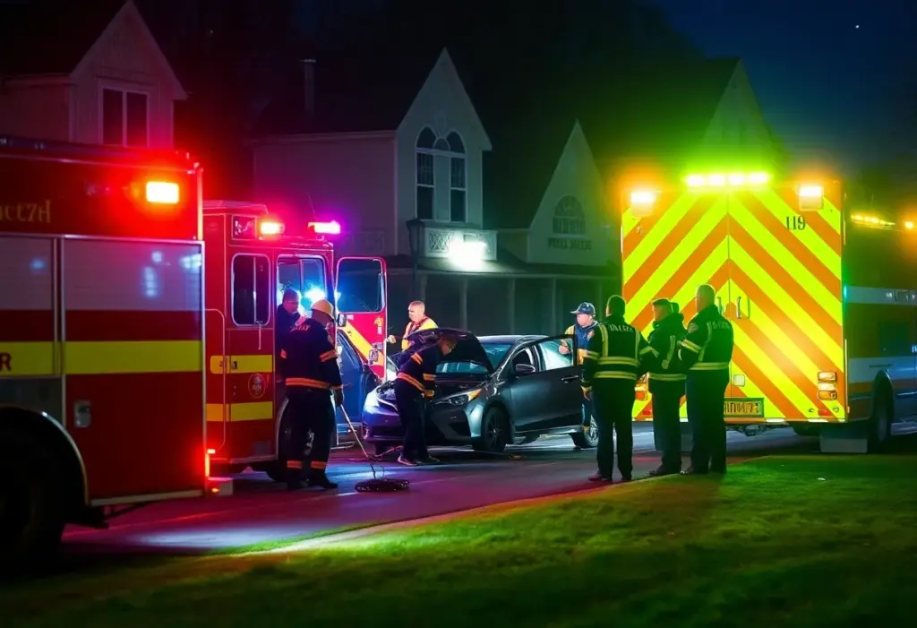 Emergency responders at a crash site in Indianapolis