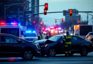 Scene of an injury accident at Fall Creek Rd & Shadeland Ave in Indianapolis