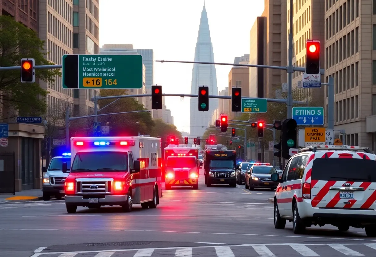 Emergency response at a traffic accident scene in Indianapolis