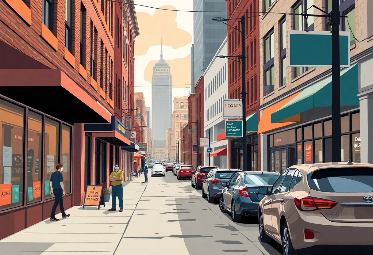 Busy street in Indianapolis highlighting small businesses amidst economic challenges.