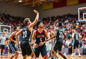 Milwaukee Panthers playing against IU Indianapolis Jaguars in a basketball match.