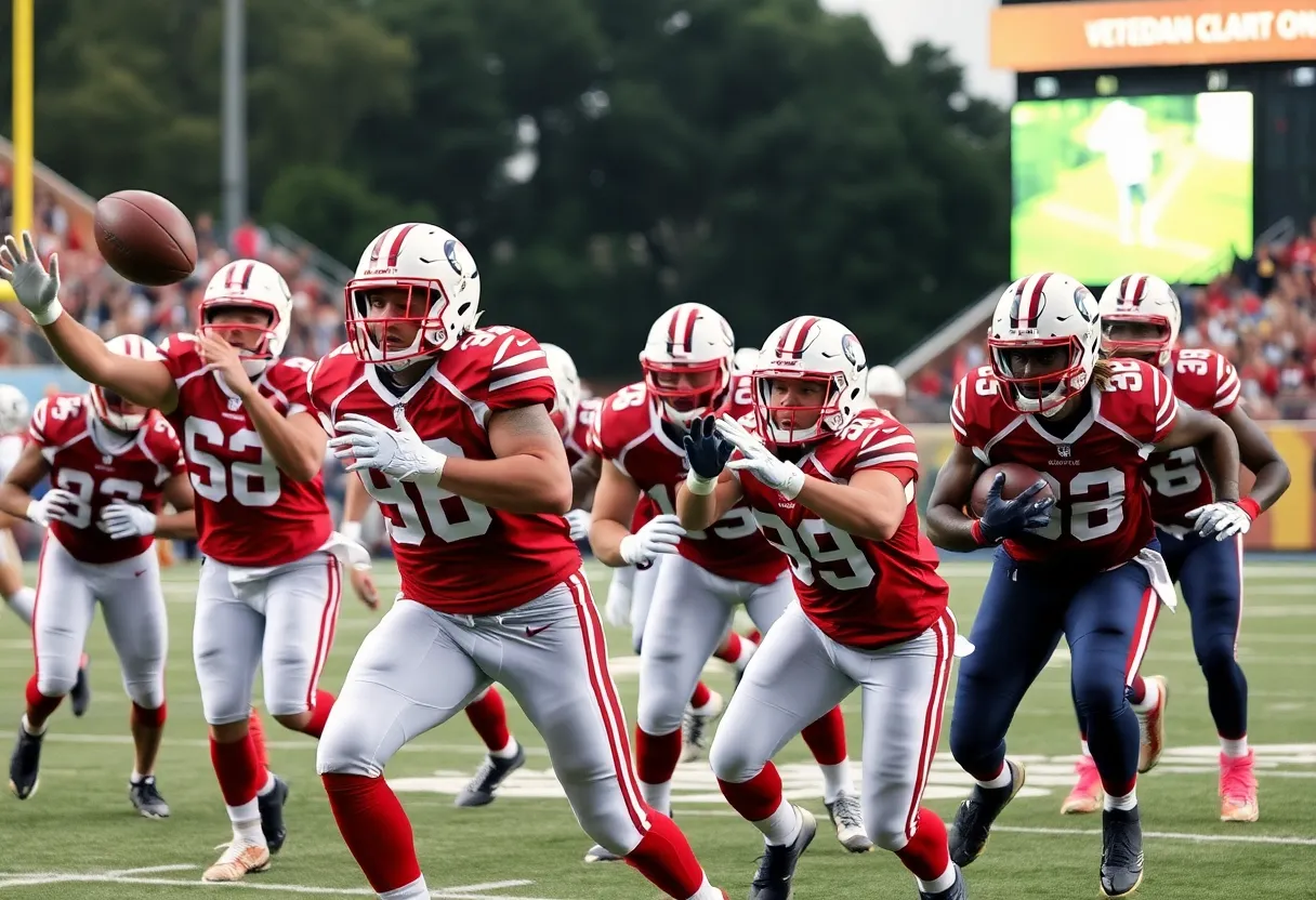 Tight ends showcasing skills in a football game