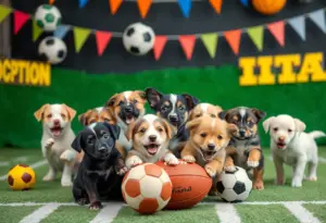 Puppies participating in Puppy Bowl XXII