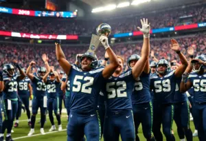 Seattle Seahawks players celebrating after their Super Bowl victory