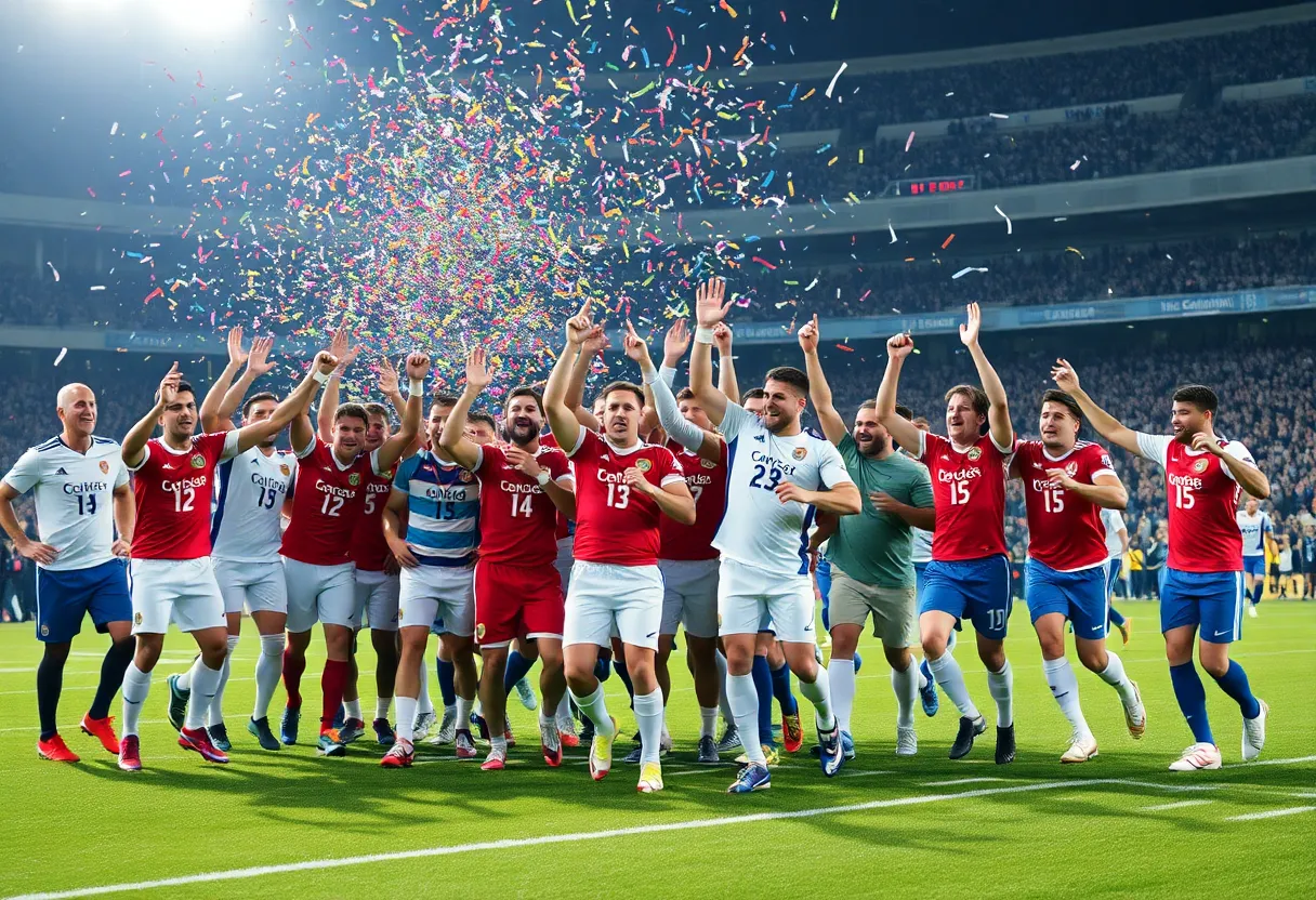 Seattle Seahawks players celebrating their Super Bowl victory