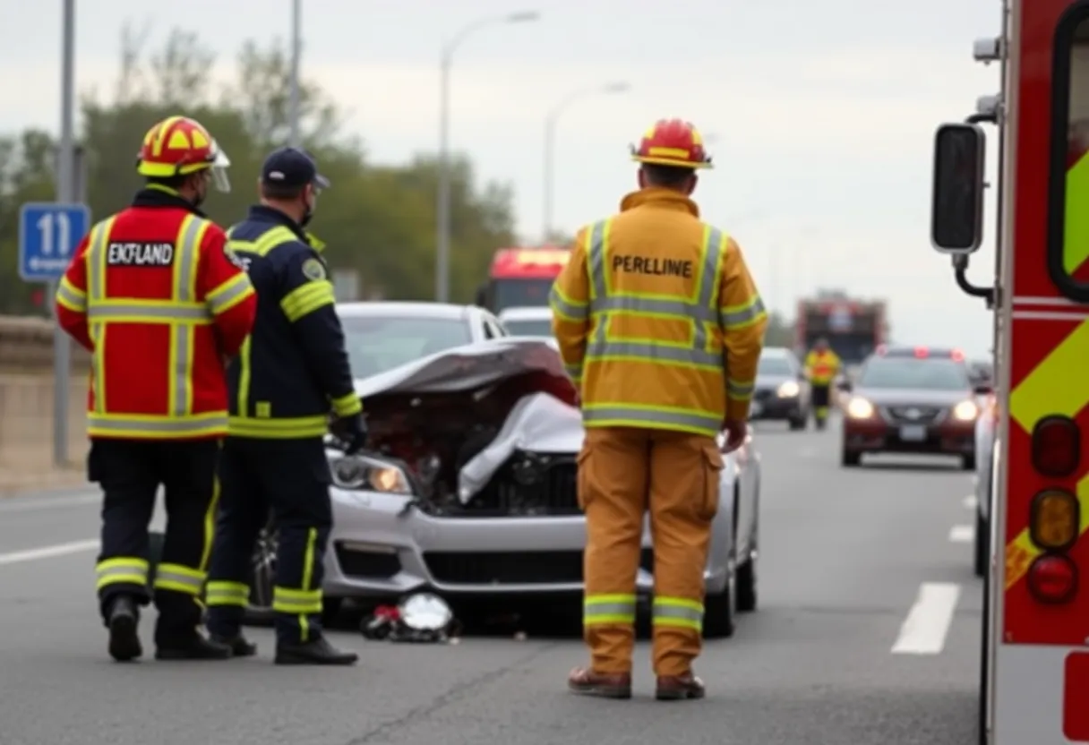 Emergency crews responding to a traffic collision on South Lynhurst Drive.