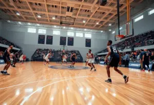 Tennessee Volunteers basketball team playing against Kentucky Wildcats on court