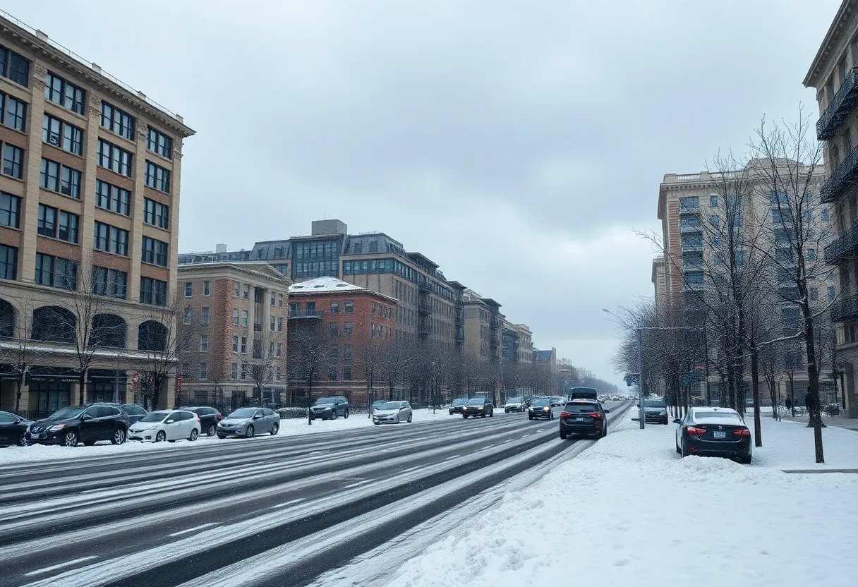 Snowy streets and cold weather in Indianapolis due to winter storms