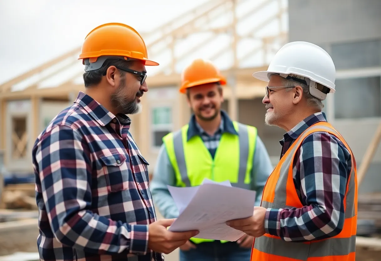 Homeowner and builder discussing construction budget in Indianapolis